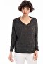 8490930 Yumoş V-Neck Front Pearl Blouse Black
