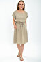 9303031 Dok.Viskon Elastic Waist Bat Sleeve Dress Vizon - 6