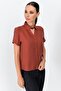 9362998 Bodrum Collar Short Sleeve Shirt with Window on the Front Tile - 2