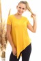 20060632 Viscose V-Neck Asymmetrical Short Sleeve Blouse Mustard - 5