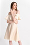 92810155 Bodrum Moulded Neckline Skirt Flared Dress Beige - 2