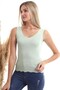 20346235 Knit Skirt Embossed Front Back V-Neck Knitwear Cagla Green - 5