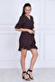9331660 Dok.Viskon Double-Breasted Half Sleeve Dress Black Patterned - 4