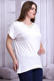 B21399901 Plus Size Viscose Collar Stone Accessory Short Sleeve Blouse Ecru - 2