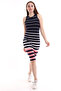 21252500 Viscose Stripe Patterned Sleeveless Long Dress Navy Blue White Striped - 4