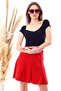 9474746 Velvet Patchwork Elastic Short Skirt Red