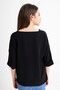 9182879 Kobe Collar Tie Capri Sleeve Blouse Black - 3