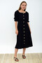 9301603 Bodrum Front Buttoned Balloon Sleeve Dress Black - 6