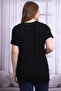 B21399902 Plus Size Viscose V-Neck Short Sleeve Blouse Black - 6