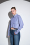 Blue-Large Pocket Detailed Striped Crop Shirt- 44-50 |   4030 - 6