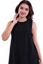 22223105 Nylon Linen Sleeveless Flared Dress Black - 4