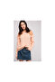 8139329 Şile Bezi Shoulder Ruffled Tulle Blouse with Lace Detail Pudra