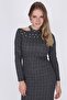 9361019 Jacquard Fabric One Shoulder Open Pearl Dress Plaid Fume-Black