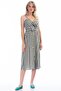 83012451 Linen Striped Dress with Tie-Up Detail at the Bust Khaki
