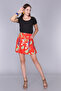 92814022 Dok.Viskon Patterned Partially Elastic Short Skirt Red Flowered - 2