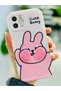 iPhone 12 and 12 Pro Compatible Cheek Bunny Design Flexible Silicone Case with Toy - 2