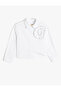 Long Sleeve Cotton Crop Shirt with Floral Applique