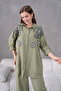 Women's Floral Print Embroidered Linen Oversized Shirt - 8