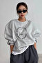Cotton Unisex Gray Moment Day Printed Oversize Sweatshirt