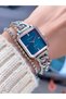 Steel Chain Cord Square Case Women's Wrist Watch with 2 Year Warranty + Bracelet Gift