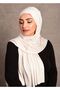 Women's Hijab Combed Cotton Shawl with Special Stitching, Long Seasonal Beige Color - 2