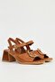 Genuine Leather Tan Women's Heeled Shoes Pc-54634 - 2