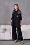 Women's Floral Print Embroidered Linen Oversized Shirt - 4