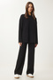 Ribbed Knitwear Sweater Trousers Set Black Lpf0091 - 2