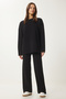 Ribbed Knitwear Sweater Trousers Set Black Lpf0091