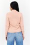 Women Mock Neck Long Sleeves Embroidered Logo Sweater, Pink - 4