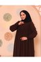 Hijab Dress Bitter Brown Robadan V Gathered Cuff Elastic Oversize