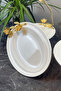 Set of 2 Porcelain Oval Appetizer Salad Plates with Turquoise Metal Legs
