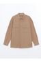 Beige Comfortable Fit Gabardine Men's Shirt Jacket - 5
