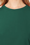 Zümrüt Yeşili %100 Pamuk Fırfır Detaylı Basic Bisiklet Yaka Örme T-Shirt TWOSS22TS2429 - 5