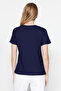 Bordo-Lacivert Basic %100 Pamuk Bisiklet Yaka 2'li Paket Örme T-Shirt TWOSS20TS0141 - 5