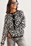 Women's Black Raised Gold Buttoned Leopard Cardigan Hrk- 19000336