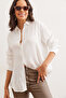 Women's Ecru Satin Crinkle Woven Shiny Shirt Gml- 19001276 - 4