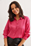 Women's Fuchsia Satin Crinkle Woven Shiny Shirt Gml- 19001276 - 5