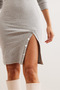 Women's Gray Button Detailed Slit Raster Stretchy Dress Elb- 19002307 - 5