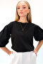 Black Wide Collar Poplin Watermelon Sleeve Two Thread Blouse Alc-X13483