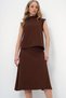 Women's Brown Stand Collar Sleeveless Blouse Skirt Suit Alc-X13485 - 4