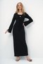 Women's Black Open Neck Lined Summer Knitwear Dress Alc-X13377 - 2