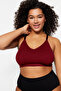 Bordo Askılı Seamless/Dikişsiz Balensiz Kapsız Esnek Bralette Örme Büyük Beden Sütyen TBBSS23CW00001 - 5