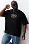 Black Crew Neck Oversize/Wide Lesim Plus Size T-Shirt