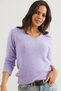 Women's Lilac V-Neck Soft Textured Beard Knitwear Sweater Kzk-19000860 - 4