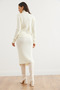 Women's Ecru Geometric Textured Skirt Knitwear Suit Tkm- 19000325 - 7