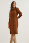 Women's Camel Hair Waistband Slit Hair Knit Mini Dress Elb- 19002289 - 2