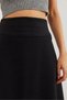 Women's Black Band-Waist Brioche Knit A-Line Skirt ETK-19000297 - 5
