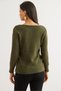 Women's Khaki V-Neck Soft Textured Beard Knitwear Sweater Kzk- 19000860 - 7