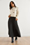 Women's Black Maxi Flared Puff Scuba Skirt Etk- 19000296 - 2